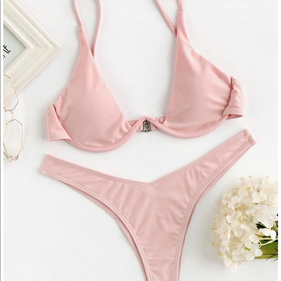 pastel pink swimsuit